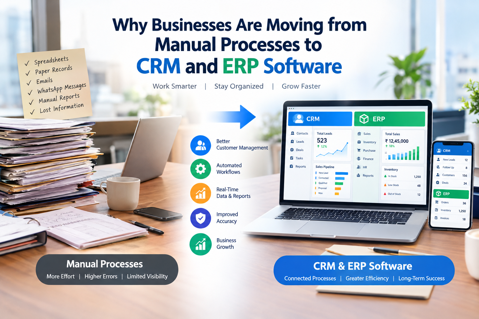 Why businesses are moving from manual processes to CRM and ERP software
